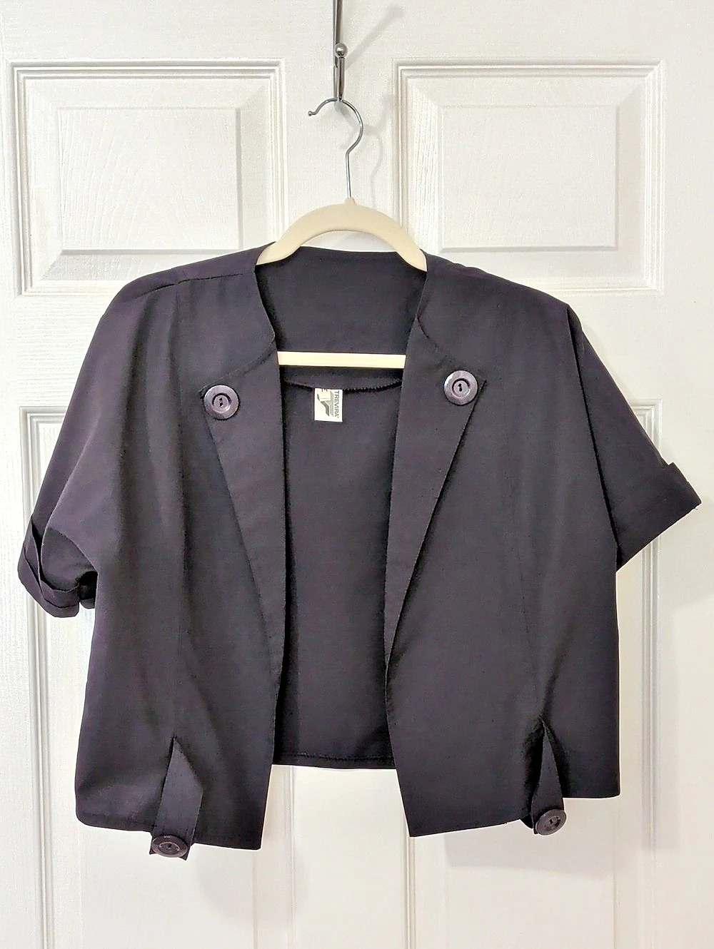 Trevira Vintage Black Short Sleeve Blazer